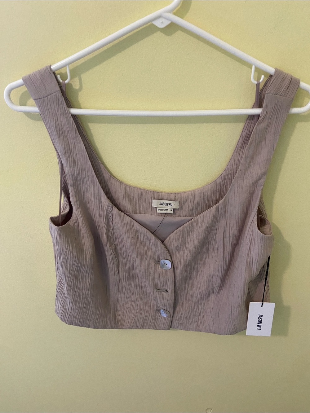 Jason Wu Taupe Cropped Button Tank